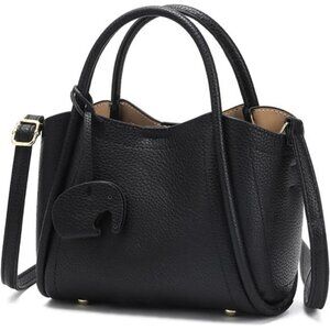 Crossbody Purse for Women Black Vegan Leather Mini Handbag with Top Handle